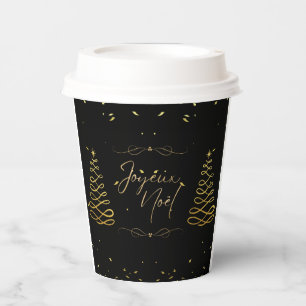 Elegant zwart en goud kerst vermakelijk papieren bekers