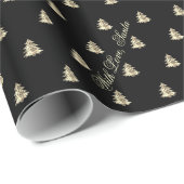 Elegant zwart en goud kerstboom patroon cadeaupapier (Rol Hoek)