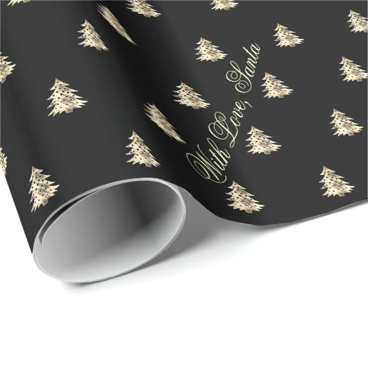 Elegant zwart en goud kerstboom patroon cadeaupapier (Rol Hoek)