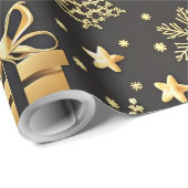Elegant zwart en goud kerstcadeau cadeaupapier (Rol Hoek)