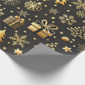 Elegant zwart en goud kerstcadeau cadeaupapier (Hoek)