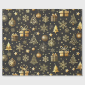 Elegant zwart en goud kerstcadeau cadeaupapier (Vlak)