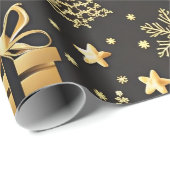 Elegant zwart en goud kerstcadeau cadeaupapier (Rol Hoek)