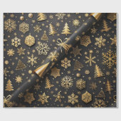 Elegant zwart en goud kerstcadeau cadeaupapier (Vlak)