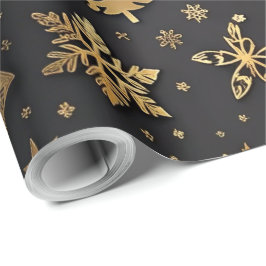 Elegant zwart en goud kerstcadeau cadeaupapier