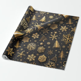 Elegant zwart en goud kerstcadeau cadeaupapier