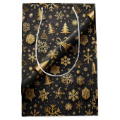 Elegant zwart en goud kerstcadeau medium cadeauzakje (Voorkant)