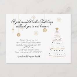 Elegant zwart en goud kerstfeest briefkaart