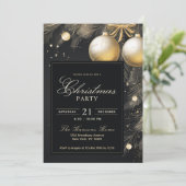 Elegant zwart en goud kerstfeest kaart (Staand voorkant)