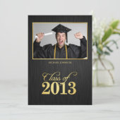 Elegant zwart en goud Klasse van 2013 Afstuderen Kaart (Staand voorkant)