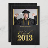 Elegant zwart en goud Klasse van 2013 Afstuderen Kaart (Voorkant / Achterkant)