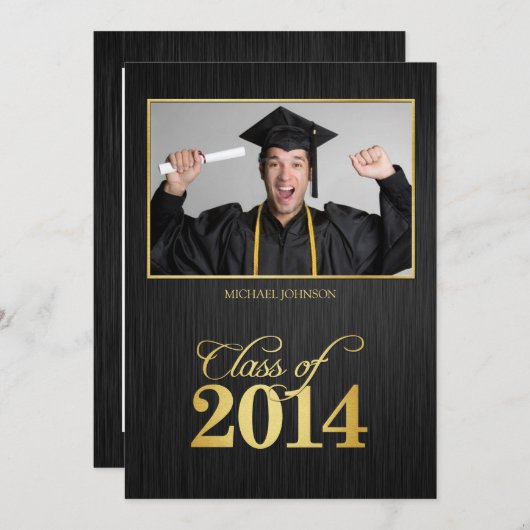 Elegant zwart en goud Klasse van 2014 Afstuderen Kaart (Voorkant / Achterkant)
