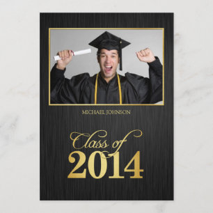 Elegant zwart en goud Klasse van 2014 Afstuderen Kaart