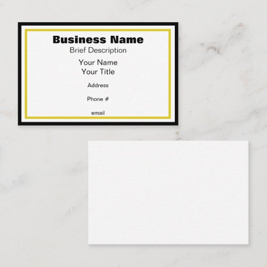 Elegant Zwart en Goud Lijsten Generiek Visitekaartje (Voorkant / Achterkant)