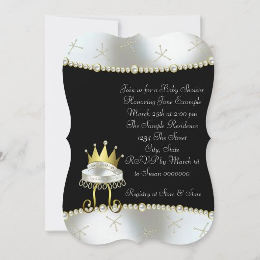 Elegant zwart en goud Little Prince Baby shower Kaart (Achterkant)