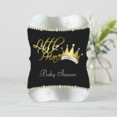 Elegant zwart en goud Little Prince Baby shower Kaart (Staand voorkant)