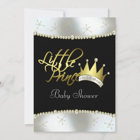 Elegant zwart en goud Little Prince Baby shower Kaart (Voorkant)