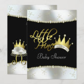 Elegant zwart en goud Little Prince Baby shower Kaart (Voorkant / Achterkant)