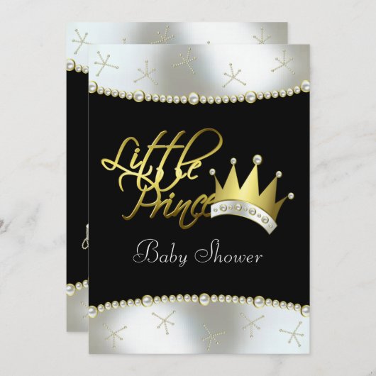 Elegant zwart en goud Little Prince Baby shower Kaart (Voorkant / Achterkant)