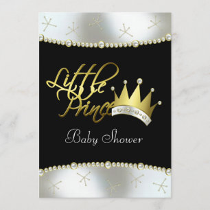 Elegant zwart en goud Little Prince Baby shower Kaart