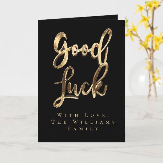 Elegant zwart en goud look script Succes Kaart (Gele Bloem)