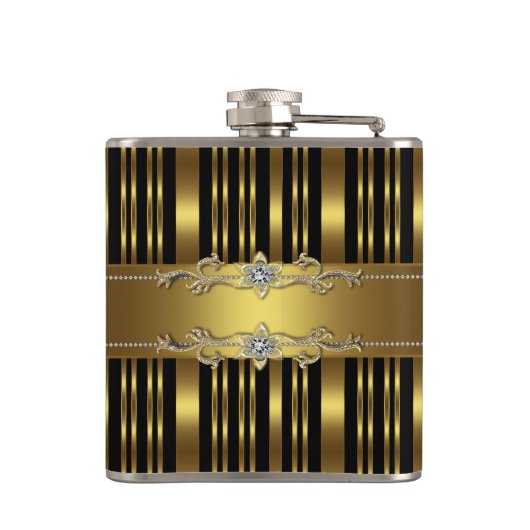 Elegant zwart en goud luipaard heupfles (Achterkant)