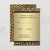 Elegant zwart en goud luipaard RSVP (Voorkant / Achterkant)