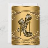 Elegant zwart en goud luipaardschoen verjaardagsfe kaart (Voorkant)