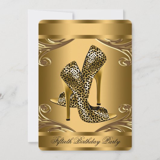 Elegant zwart en goud luipaardschoen verjaardagsfe kaart (Voorkant)