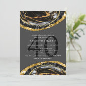 Elegant zwart en goud marmer 40e verjaardagsfeest kaart (Staand voorkant)