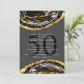 Elegant zwart en goud marmer 50ste verjaardagsfees kaart (Staand voorkant)