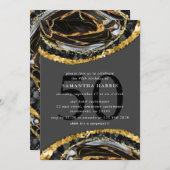 Elegant zwart en goud marmer 50ste verjaardagsfees kaart (Voorkant / Achterkant)