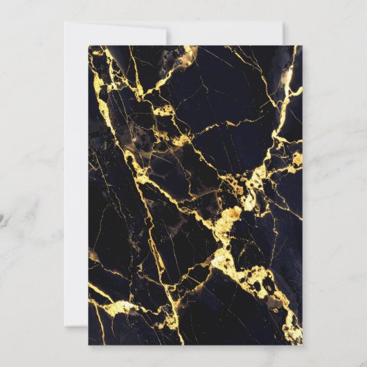 Elegant zwart en goud marmer 50ste verjaardagsfees kaart (Achterkant)