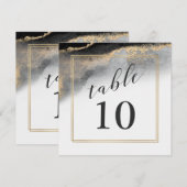 Elegant Zwart en Goud Marmeren Tafelnummer (Voorkant / Achterkant)