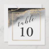 Elegant Zwart en Goud Marmeren Tafelnummer (Achterkant)