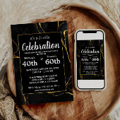 Elegant zwart en goud marmeren verjaardagsfeest kaart