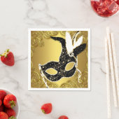 Elegant zwart en goud Masquerade Party Servet (Insitu)