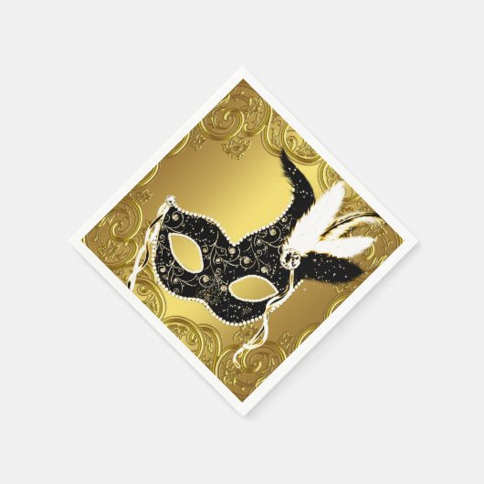 Elegant zwart en goud Masquerade Party Servet (Hoek)