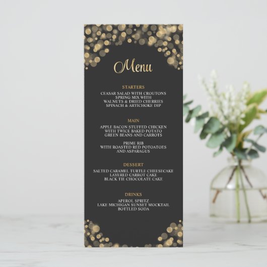 Elegant Zwart en Goud Menu (Staand voorkant)