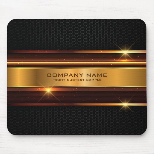 Elegant zwart en goud metallic geometrisch ontwerp muismat (Voorkant)