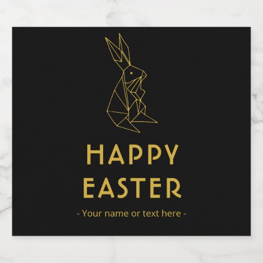 Elegant Zwart en Goud Minimalistisch Pasen Sparkling Wijnetiket (Enkel label)