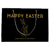 Elegant zwart en goud minimalistische paashaas groot cadeauzakje (Achterkant)