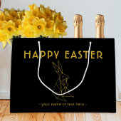 Elegant zwart en goud minimalistische paashaas groot cadeauzakje