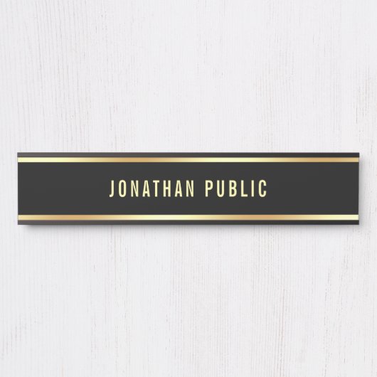 Elegant zwart en goud Modern Eenvoudige Sjabloon Deurbordje (Voorkant)
