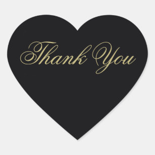 Elegant zwart en goud Monogram dank u Hart Sticker