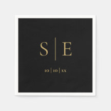Elegant zwart en goud monogram datum minimalistisc
