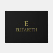 Elegant zwart en goud monogram deurmat (Voorkant)