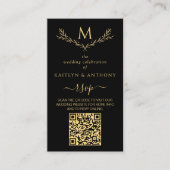 Elegant zwart en goud monogram krans bruiloft RSVP Informatiekaartje (Voorkant)