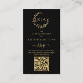 Elegant zwart en goud monogram krans bruiloft RSVP Informatiekaartje (Voorkant)