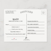 Elegant zwart en goud monogram krans bruiloft RSVP Uitnodiging Briefkaart (Achterkant)
